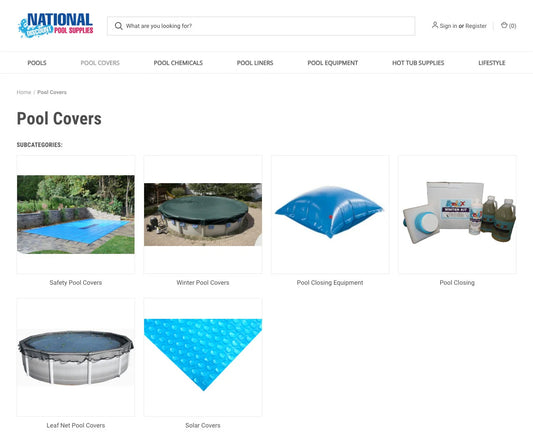 Filters and navigation section of nationaldiscountpoolsupplies.com collection page