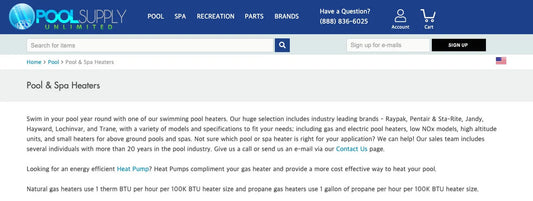 Seo related content section of poolsupplyunlimited.com collection page