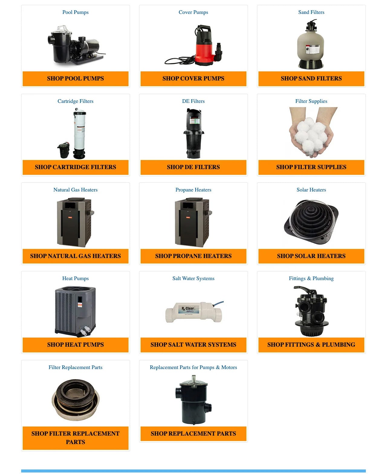 Filters and navigation section of poolsupplies.com collection page