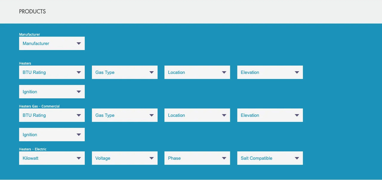 Filters and navigation section of poolsupplyunlimited.com collection page