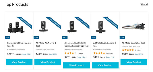 Product grid section of epoolsupply.com homepage