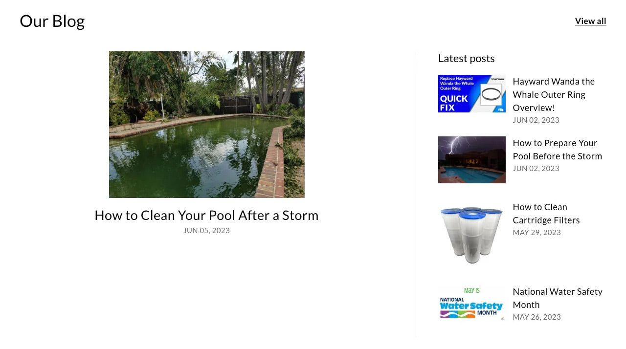 Seo related content section of epoolsupply.com homepage