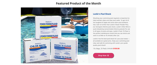 Featured product of the month section of lesliespool.com homepage