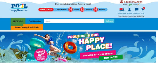 Hero and megamenu section of poolsupplies.com homepage