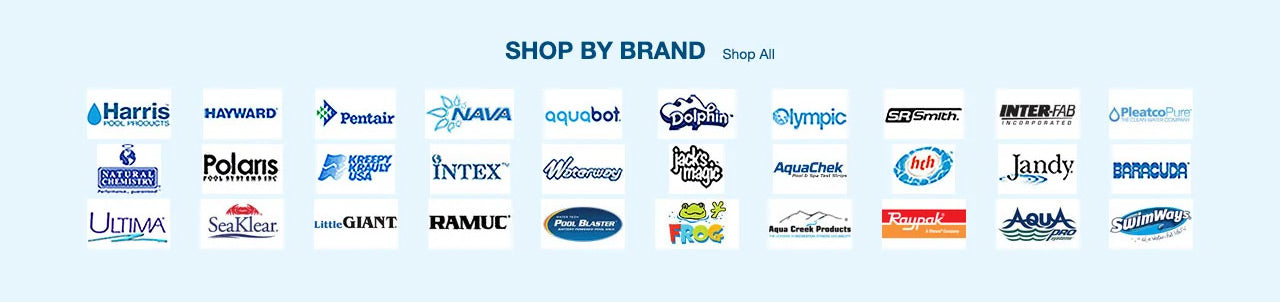 Brands section of poolsuppliessuperstore.com homepage