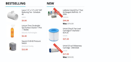 Product grid section of poolsupplydelivery.com homepage