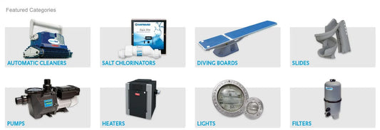 Categories navigation section of poolsupplyunlimited.com homepage