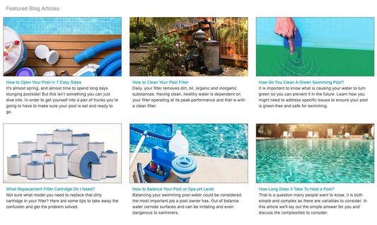 Seo related content section of poolsupplyunlimited.com homepage