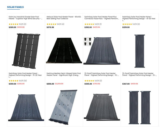 Product grid section of solarpoolsupply.com homepage