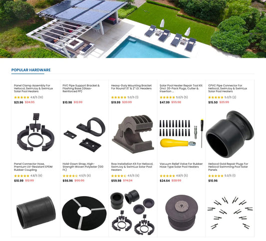 Product grid section of solarpoolsupply.com homepage