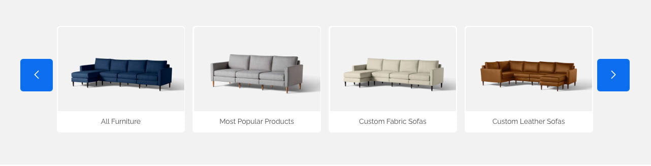 Collections carousel section for furniture store