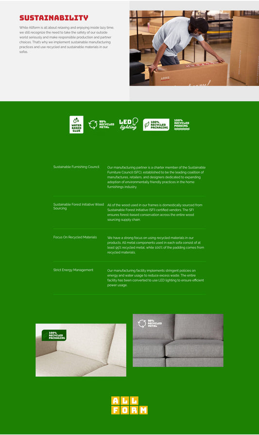 Environmental Impact Section on furniture store Product Details Page