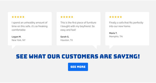 Customer Reviews Section on furniture store Product Details Page