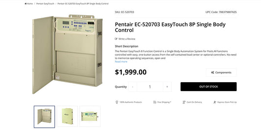 Product details section of wholesalepoolequipment.com product details page