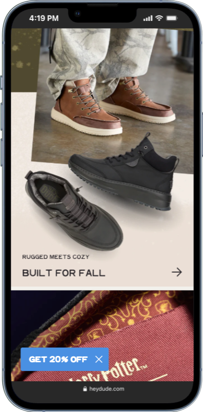 banners section example from heydude