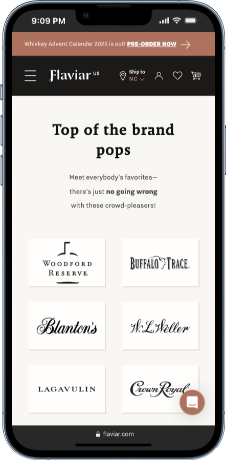 Brands Section Inspiration Example from flaviar