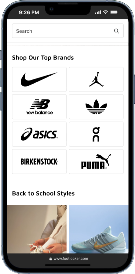 Brands Section Inspiration Example from footlocker