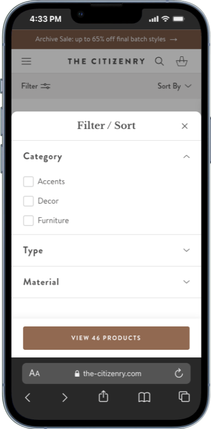 collection filtering section examples from citizenry