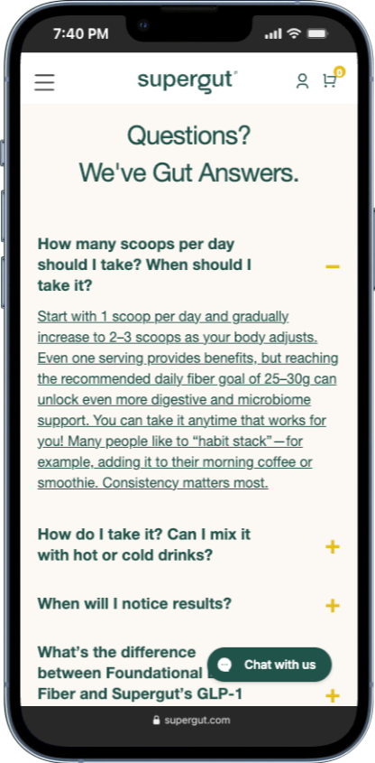 faq section example from supergut