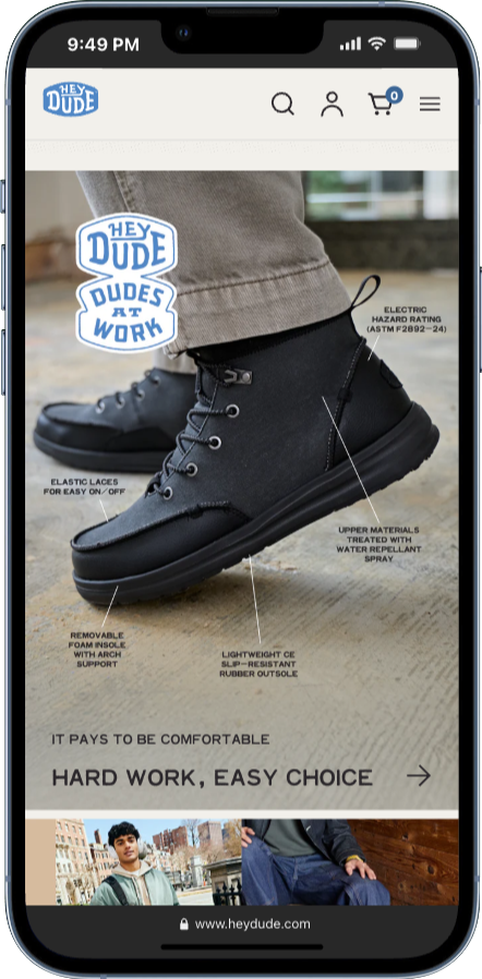 why us or benefits section examples from heydude